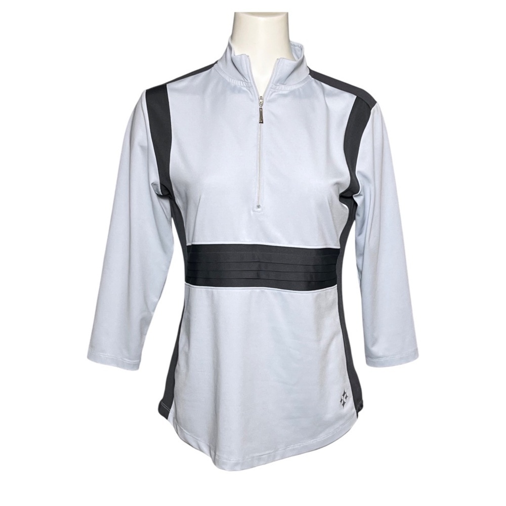 Jofit Women's 1/4 Zip Long Sleeved Golf Shirt Top Light Pale Blue Size Medium